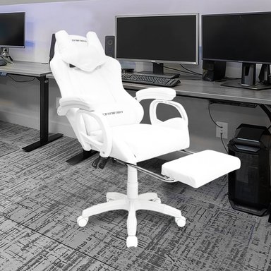 Silla Gamer Extingtion Sapp Gamuza-Cuerina Color Blanco - 7