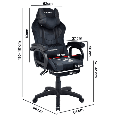 Silla Gamer Extingtion Sapp Gamuza-Cuerina Color Negro - 6