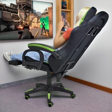 Silla Gamer Extingtion Sapp Gamuza-Cuerina Color Verde - 3