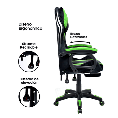 Silla Gamer Extingtion Sapp Gamuza-Cuerina Color Verde - 4