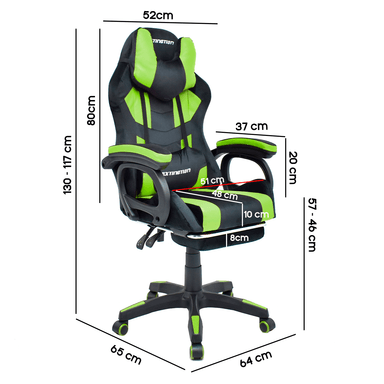 Silla Gamer Extingtion Sapp Gamuza-Cuerina Color Verde - 6
