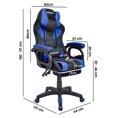 Silla Gamer Extingtion Sapp Gamuza-Cuerina Color Azul - 6