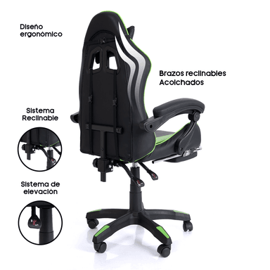 SILLA GAMER BLAZZE VERDE ERGONÓMICA LOOT - 2