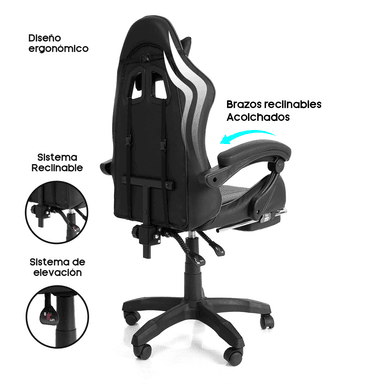 SILLA GAMER BLAZZE NEGRO ERGONÓMICA LOOT - 2