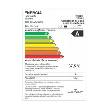 TERMA A GAS 16 L RHEEM GLP TIRO NATURAL | Gris - 6