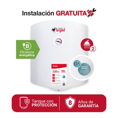 TERMA ELÉCTRICA 50 L MODERN BRYANT ZAFIRO XPAND MAYOR DURACIÓN | Blanco - 1