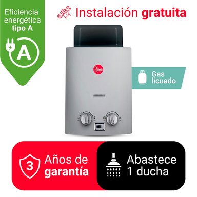 TERMA A GAS 5.5L GLP RHEEM TIRO NATURAL | GRIS