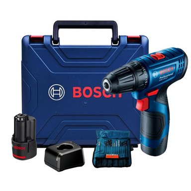 SET DE HERRAMIENTAS BOSCH TALADRO ATORNILLADOR 12V 3/8' 2.0AH 30 NM GSR 120 LI + 23 PIEZAS