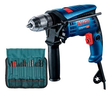 TALADRO PERCUTOR 1/2' 750W + SET DE ACCS 23 PZS BOSCH GSB 13 RE