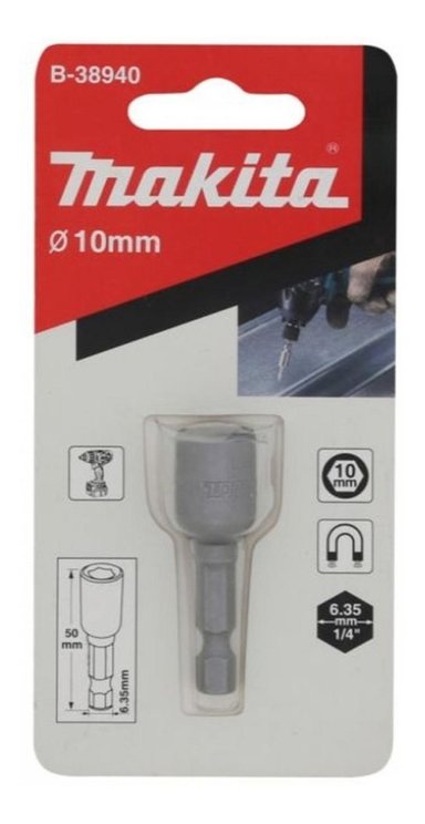 DADO MAGNETICO 10MM X 50MM 1UNID VASTAGO 1/4 MAKITA B-38940
