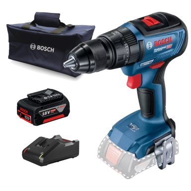 TALADRO PERCUTOR 1/2' 18V BRUSHLESS + BATERÍA 4.0 AH + CARGADOR + BOLSO BOSCH 0615.A50.0DF-000