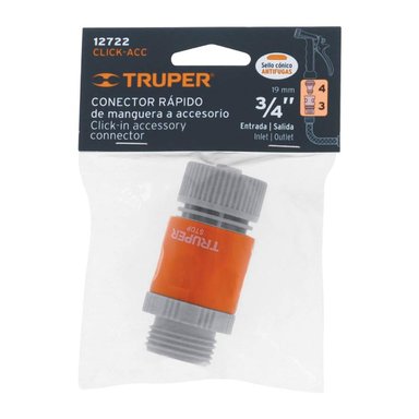 CONECTOR 3/4' RAPIDO PARA MANGUERA SISTEMA CLICK TRUPER 12722 - 3