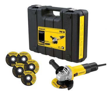 ESMERILADORA ANGULAR 4-1/2 750W + 5 DISCOS STANLEY SG7115KD