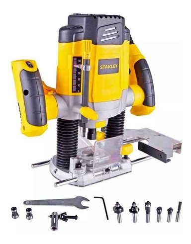 SET DE HERRAMIENTAS STANLEY RUTEADORA 1/4' 55 MM SRR1200-B2 1200 WATTS + 6 FRESAS