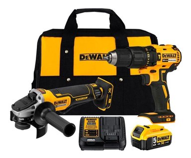 TALADRO PERCUTOR 1/2 + AMOLADORA 4 1/2 DEWALT DCK248P1-B2