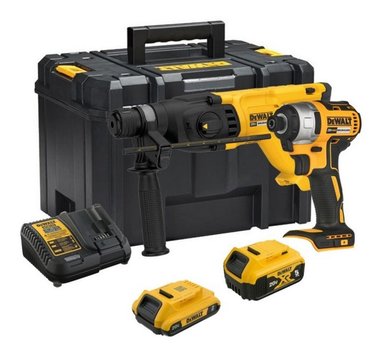 COMBO DEWALT ROTOMARTILLO SDS-PLUS + ATORNILLADOR IMPACTO 1/4' + CAJA HERRAMIENTAS DCK260D1P1T-B2