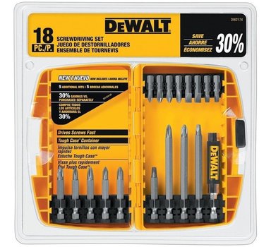 SET HERRAMIENTAS 18 PIEZAS DEWALT ATORNILLADORES DW2174