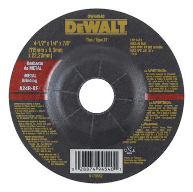 DISCO DE DESBASTE 115 MM PARA METAL DEWALT DW44540