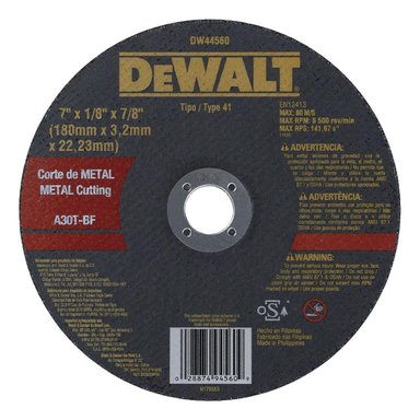 DISCO DE CORTE 180 MM PARA METAL DEWALT DW44560