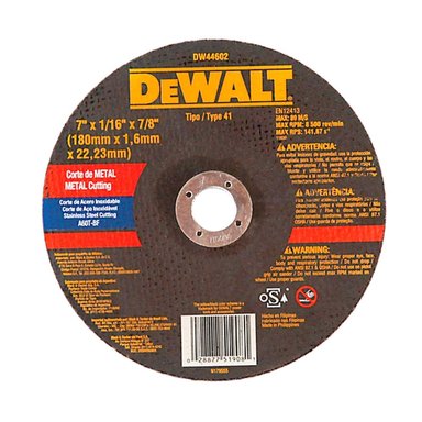 DISCO DE CORTE PARA INOX 7 X1/16 DEWALT DW44602