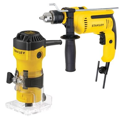 COMBO FRESADORA 1/4 550W + TALADRO PERCUTOR 1/2 700W STANLEY
