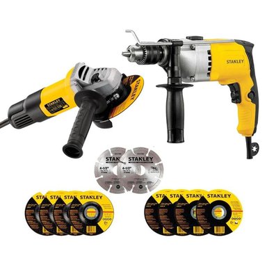 COMBO DEWALT TALADRO PERC 1/2' 800W 54000 GPM + AMOLADORA ANG 4 1/2' 750W + 8 DISCOS ABRASIVOS + 2 DISCOS DIAMANT