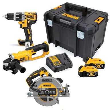 TALADRO 1/2' + AMOLADORA 4 1/2' 2 BAT + SIERRA CIRCULAR 7 1/4'' 20V DEWALT DCK209P2T-K14