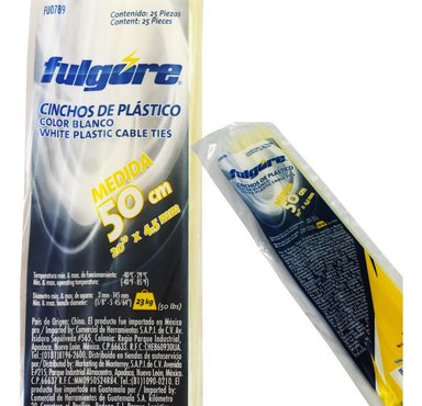 CINTILLO DE PLÁSTICO BLANCO X 50 UND FU0789 FULGORE