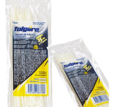 CINTILLO DE PLÁSTICO BLANCO X 50 UND FU1205 FULGORE