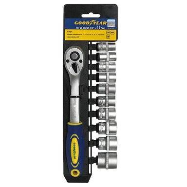 JUEGO DE DADOS MILIMETRICO 11 PZS 3/8 GY-SK-5002 GOODYEAR