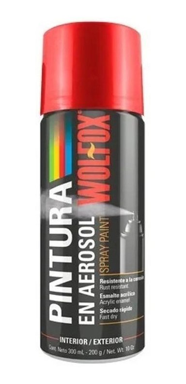 PINTURA SPRAY AEROSOL WOLFOX ROJO BRILLANTE 300ML WF0682