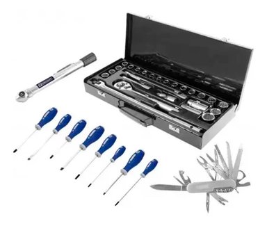 JUEGO DE DADOS+DESARMADORES+NAVAJA+MEDIDOR TOOLCRAFT CK0025