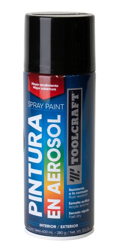 PINTURA EN SPRAY COLORES BÁSICOS NEGRO BRILLANTE TOOLCRAFT