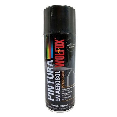 PINTURA SPRAY AEROSOL WOLFOX NEGRO BRILLANTE 300ML WF0679