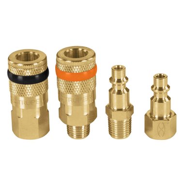 JUEGO DE ACOPLE Y CONECTOR LATON 1/4' NPT TRUPER 19080