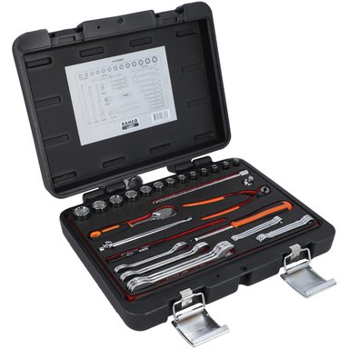 JUEGO DE DADOS, LLAVES Y ACCESORIOS HEXAGONAL CON RATCHET 33PZAS 6720NM BAHCO