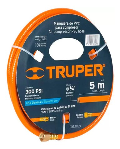MANGUERA ARMADA 1/4 PARA PINTOR 5 METROS TRUPER 19013