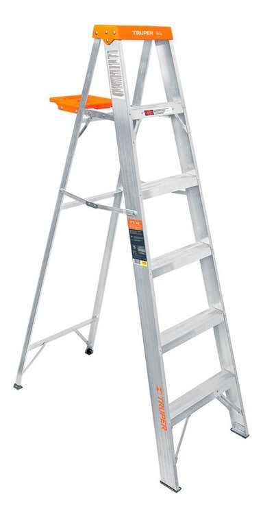 ESCALERA TIPO TIJERA 5 PELDAÑOS CON BANCO 175KG TRUPER 10335
