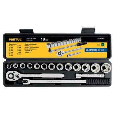 JUEGO DE 16 DADOS DE 1/2 EN MILIMETROS PRETUL 21174