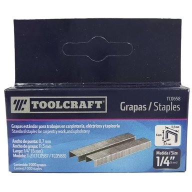 GRAPAS DE 1/4' X 1000 UNID PARA ENGRAPADORA TOOLCRAFT TC0658