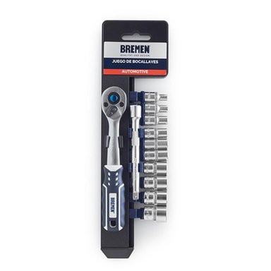 JUEGO DE DADOS 12PZS ENCASTRE 1/4 MILIMETRICO BREMEN 6656