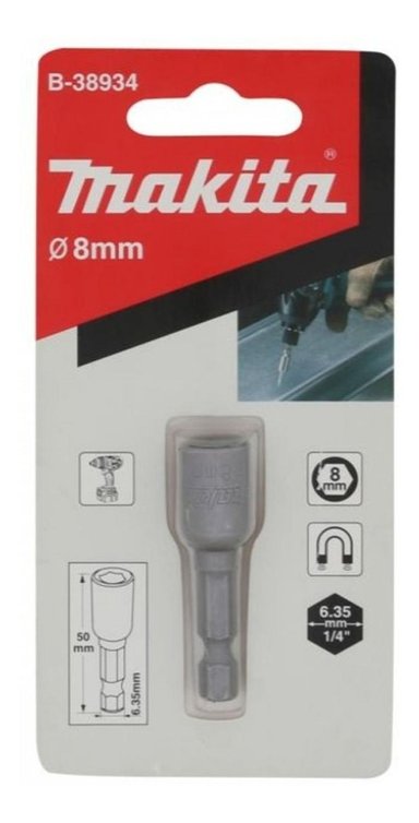 DADO MAGNETICO 8MM X 50MM 1UNID VASTAGO 1/4 MAKITA B-38934