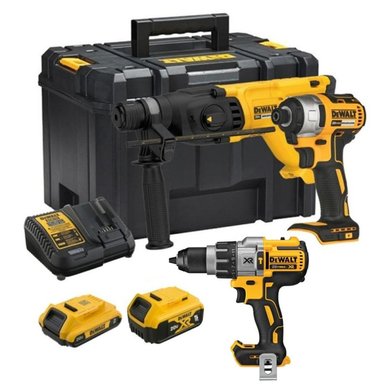 ROTOMARTILLO SDS PLUS + ATORN DE IMPACTO 1/4' 20V + 2 BAT + TALADRO 1/2' DEWALT DCK260D1P1T-K10