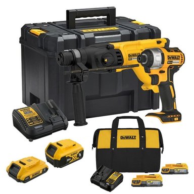 ROTOMARTILLO SDS-PLUS 2.6J + ATORNILLADOR DE IMPACTO 1/4' 20V + 4 BAT DEWALT