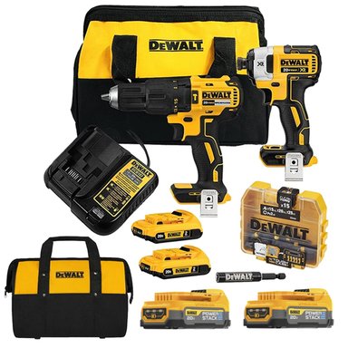 TALADRO PERC 1/2' + ATORN DE IMPACTO 1/4' 20V BRUSHLESS + SET DE PUNTAS 16 PZS DEWALT