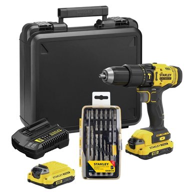 TALADRO 1/2' 20V 2 BAT 1.5 AH + ACC. 27 PIEZAS STANLEY SCD711C2K-K3