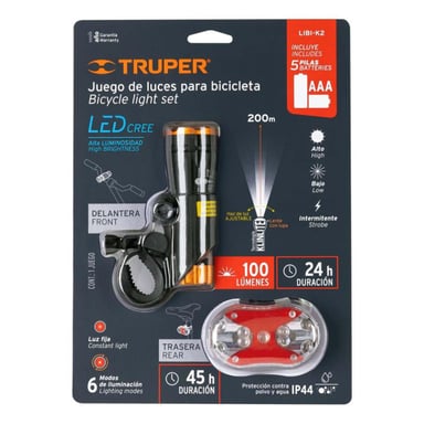 SET LUCES LED BICICLETA 9 LEDS 100 LM 2 PIEZAS TRUPER 16798 - 3
