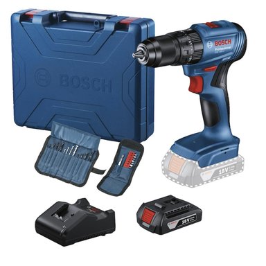 TALADRO PERCUTOR 1/2' 18V BRUSHLESS 1 BAT Y CARG + SET 23 PZS BOSCH GSB 185-LI