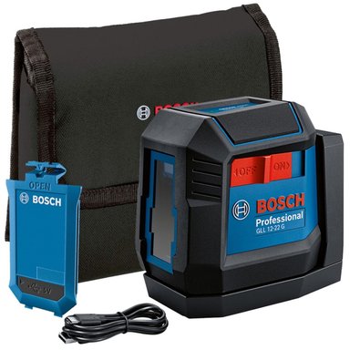 NIVEL LÁSER 3.7V 2 LÍNEAS VERDE RECARGABLE USB 12MT BOSCH