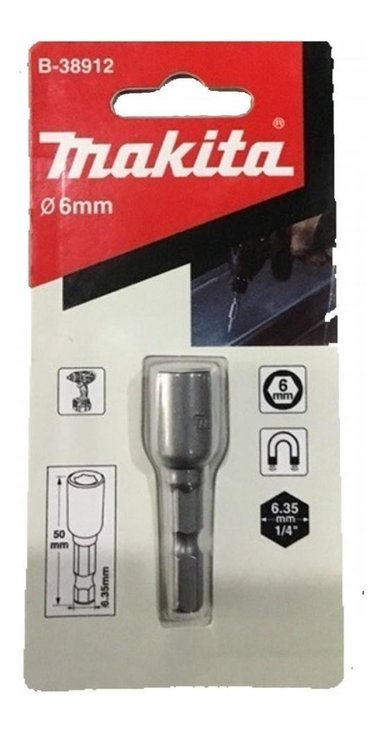 DADO MAGNETICO 6MM X 50MM 1UNID VASTAGO 1/4 MAKITA B-38912